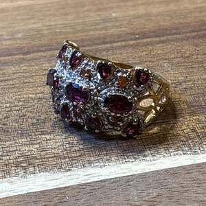 Victoria Wieck 925 vermeil Rhodolite Garnet, Madeira Citrine and Quartz Ring